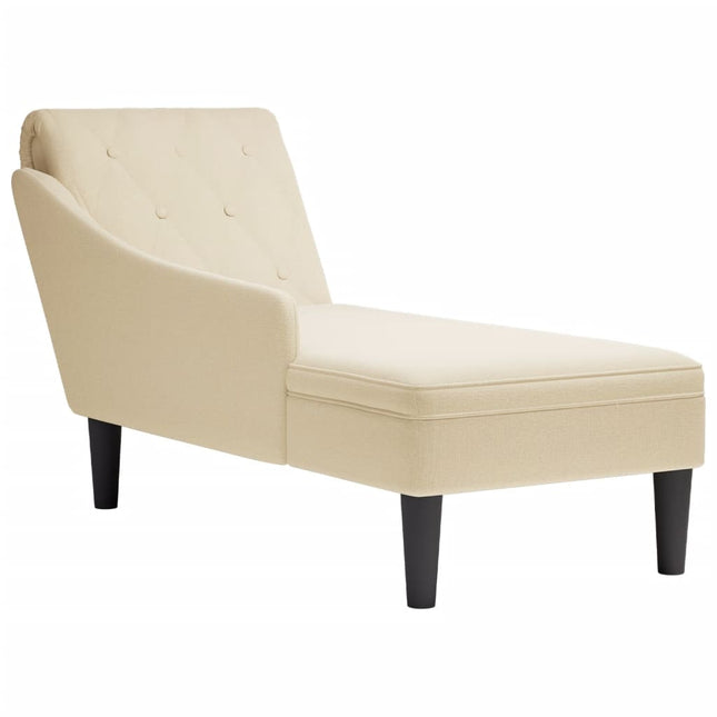 Chaise longue met kussen en rechterarmleuning stof crèmekleurig