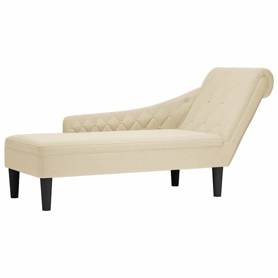 Chaise Longue Met Kussen En Rechterarmleuning Stof Kleurig Crème