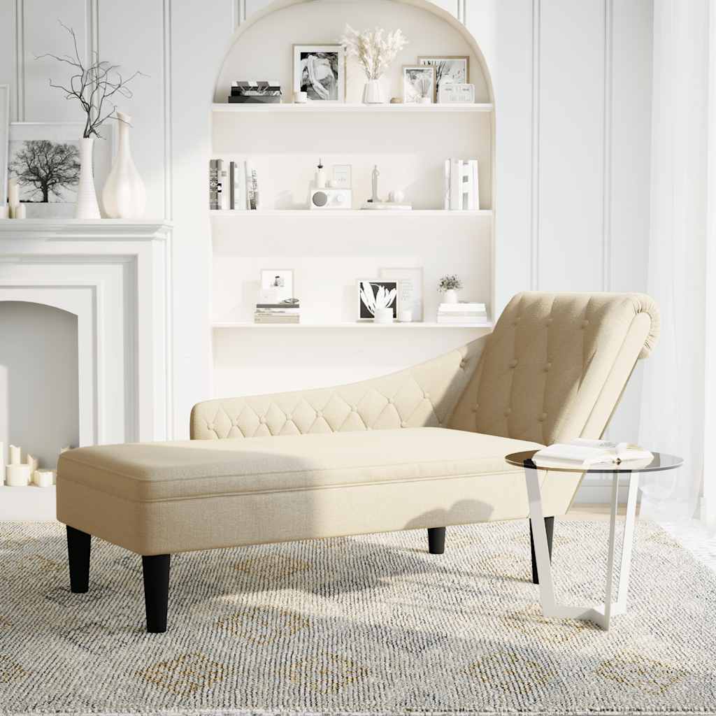 Chaise Longue Met Kussen En Rechterarmleuning Stof Kleurig Crème