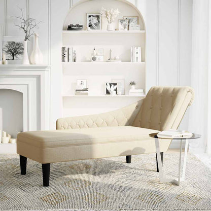 Chaise Longue Met Kussen En Rechterarmleuning Stof Kleurig Crème