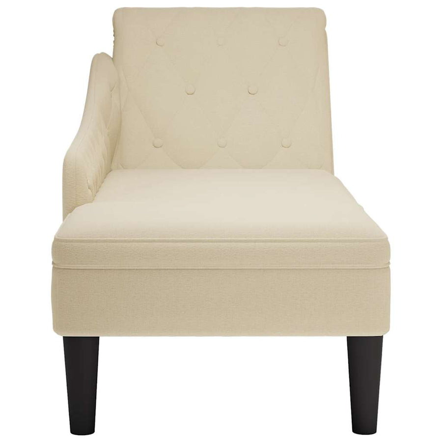Chaise Longue Met Kussen En Rechterarmleuning Stof Kleurig Crème