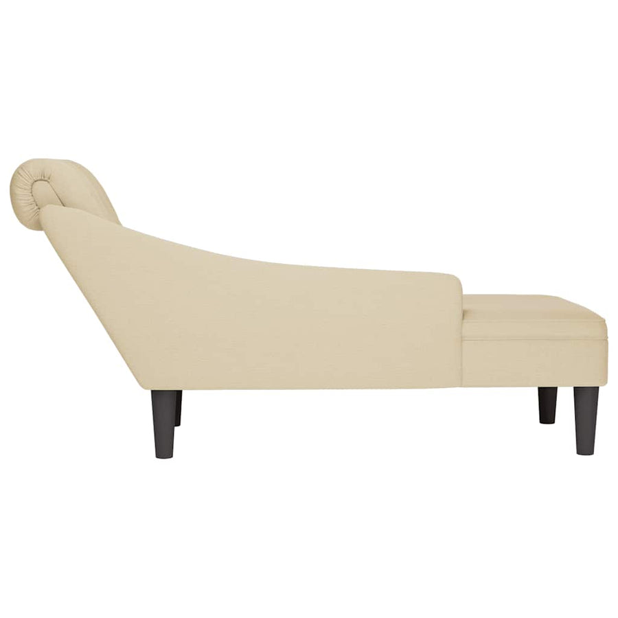 Chaise Longue Met Kussen En Rechterarmleuning Stof Kleurig Crème