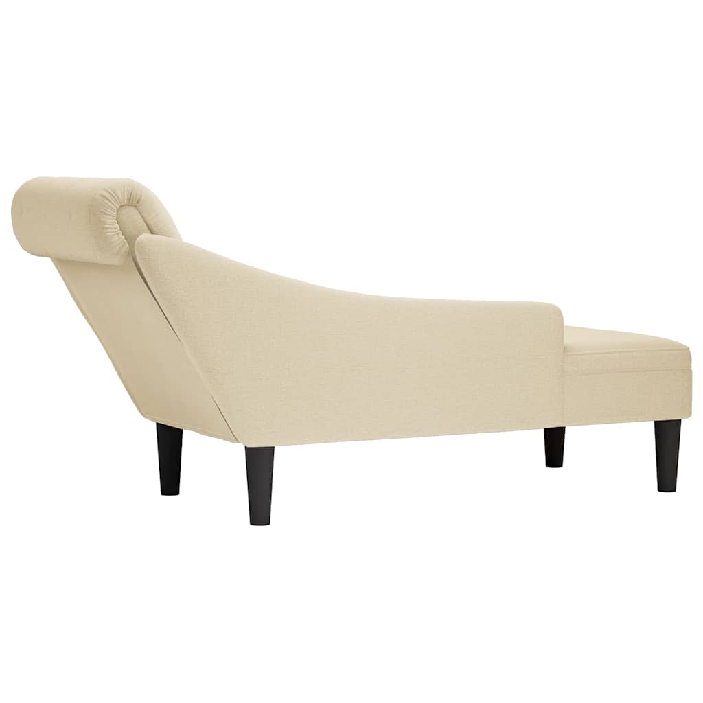 Chaise Longue Met Kussen En Rechterarmleuning Stof Kleurig Crème