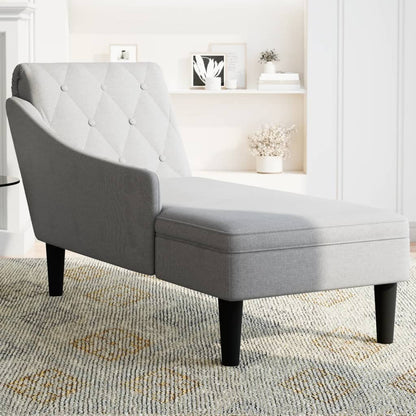 Chaise longue met kussen en rechterarmleuning stof wolk grijs