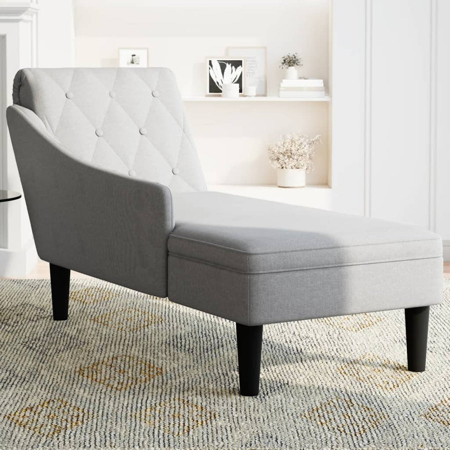 Chaise longue met kussen en rechterarmleuning stof wolk grijs