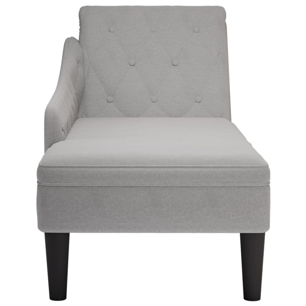 Chaise longue met kussen en rechterarmleuning stof wolk grijs