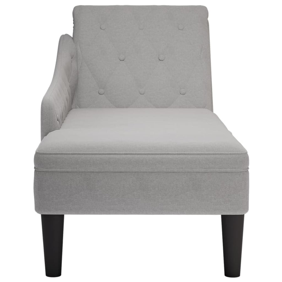 Chaise longue met kussen en rechterarmleuning stof wolk grijs