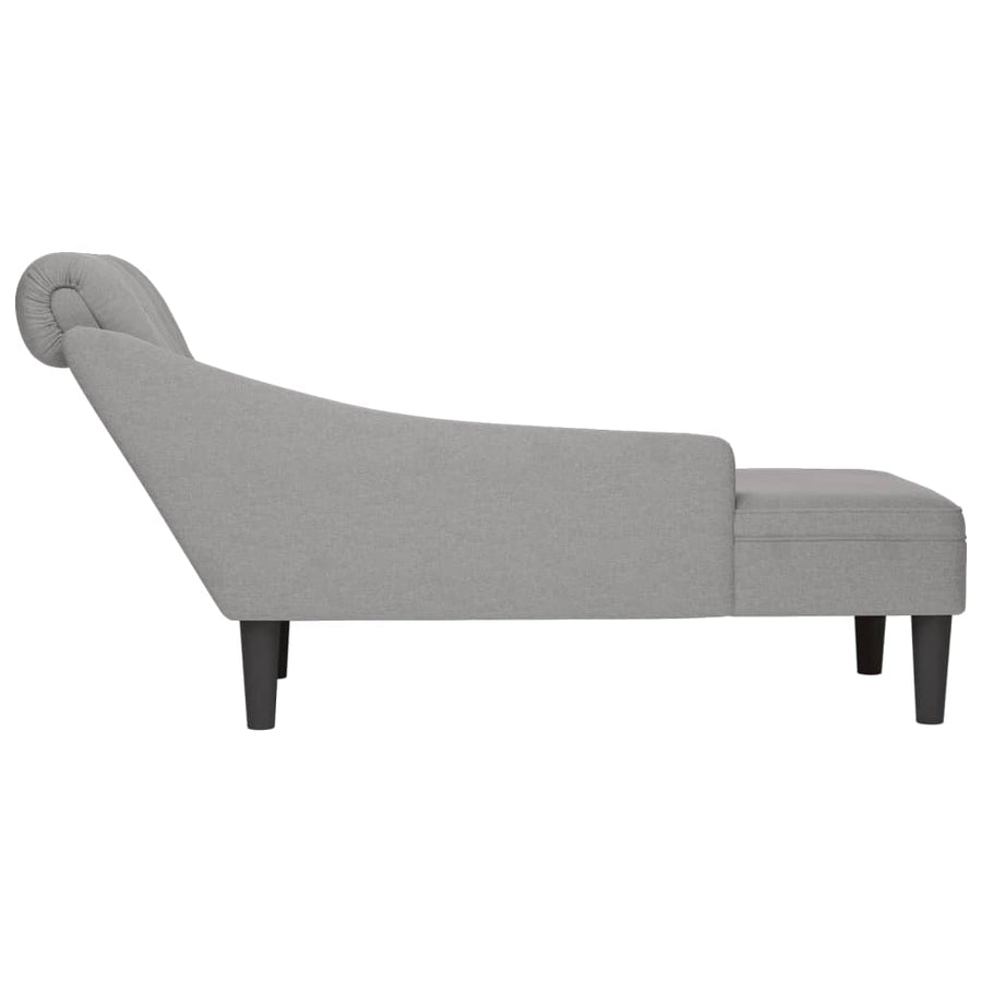 Chaise longue met kussen en rechterarmleuning stof wolk grijs