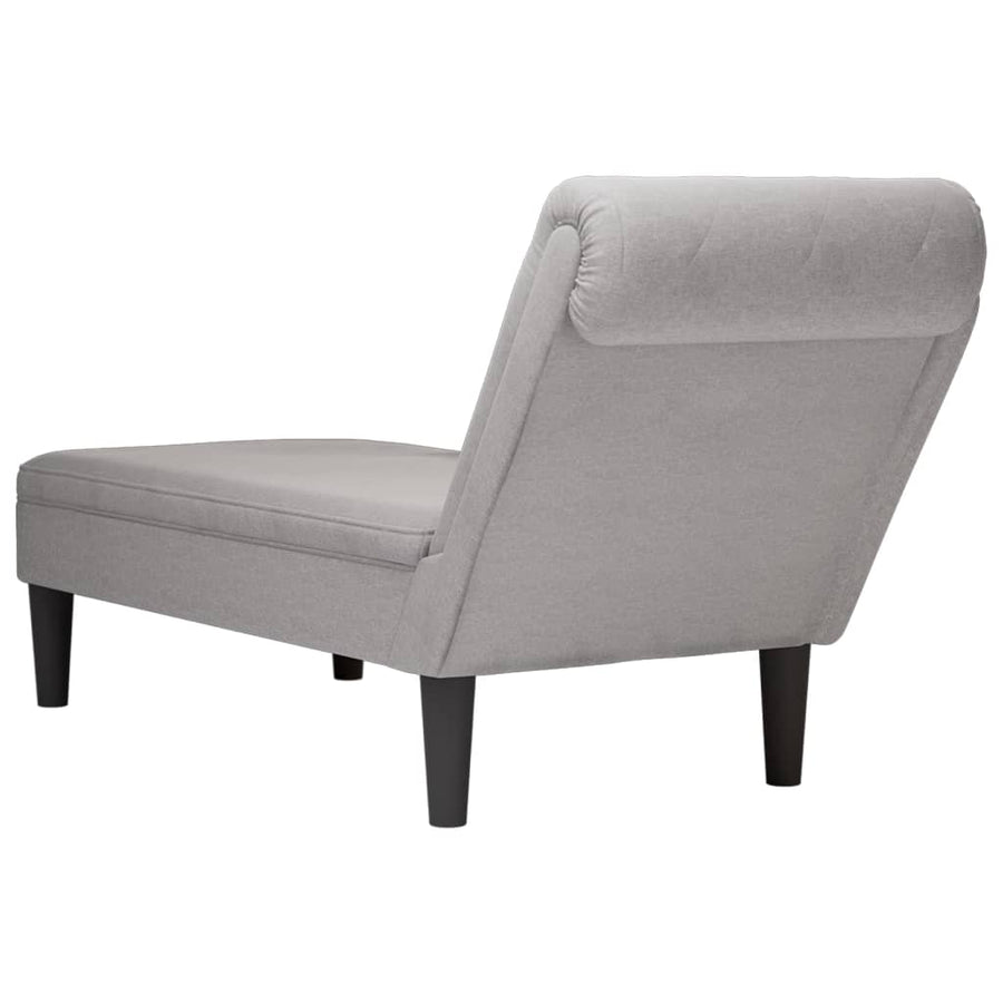Chaise longue met kussen en rechterarmleuning stof wolk grijs