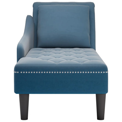 Chaise longue met kussen en rechterarmleuning fluweel blauw