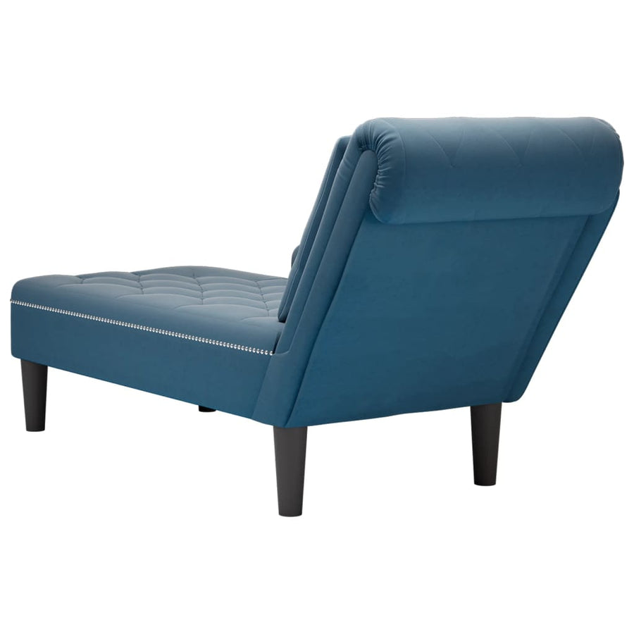 Chaise longue met kussen en rechterarmleuning fluweel blauw