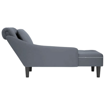 Chaise longue met kussen&rechterarmleuning fluweel donkergrijs