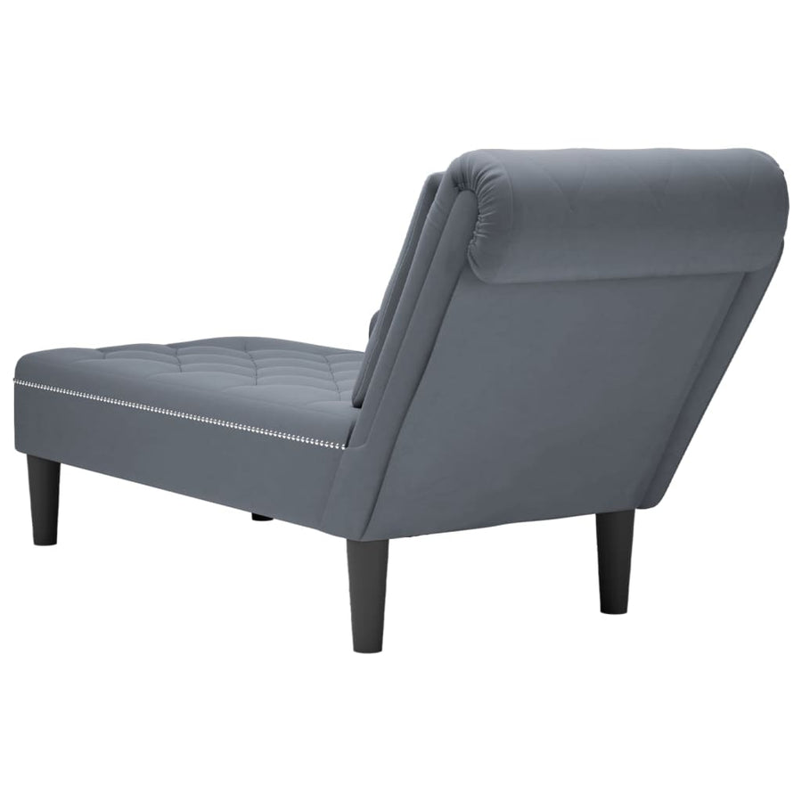 Chaise longue met kussen&rechterarmleuning fluweel donkergrijs