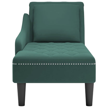 Chaise longue met kussen&rechterarmleuning fluweel donkergroen
