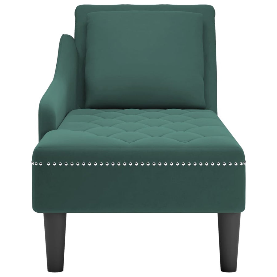 Chaise longue met kussen&rechterarmleuning fluweel donkergroen