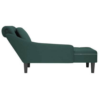 Chaise longue met kussen&rechterarmleuning fluweel donkergroen