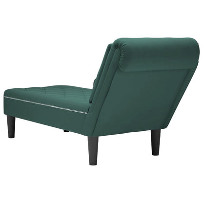Chaise longue met kussen&rechterarmleuning fluweel donkergroen