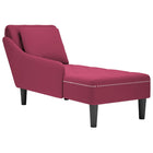 Chaise longue met kussen en rechterarmleuning fluweel wijnrood