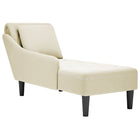 Chaise longue met kussen&rechterarmleuning fluweel crèmekleurig