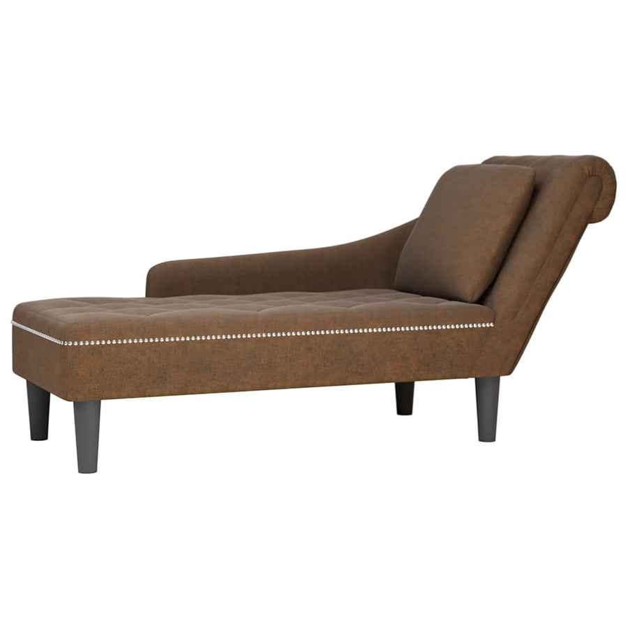 Chaise Longue Met Kussen En Rechterarmleuning Kunstleer Bruin