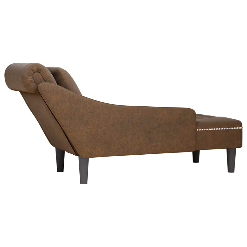 Chaise Longue Met Kussen En Rechterarmleuning Kunstleer Bruin