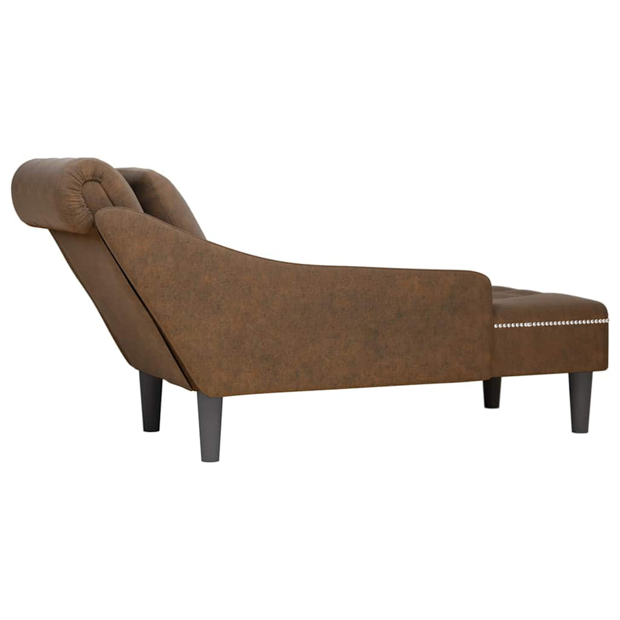 Chaise Longue Met Kussen En Rechterarmleuning Kunstleer Bruin