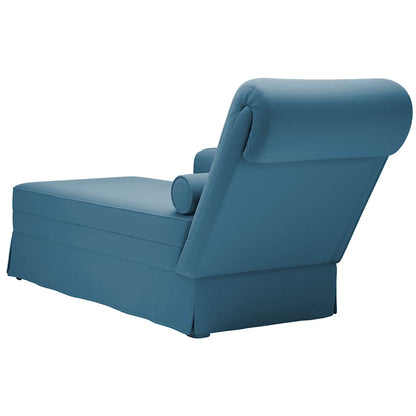 Chaise longue met bolster en rechterarmleuning fluweel blauw