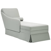 Chaise longue with bolster & right armrest velvet light gray