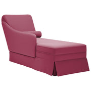 Chaise longue with bolster and right armrest velvet wine red