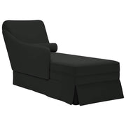 Chaise longue with bolster and right armrest black velvet