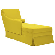 Chaise longue with bolster and right armrest in yellow velvet