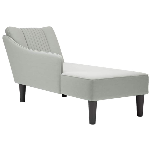 Chaise longue met rechterarmleuning fluweel lichtgrijs