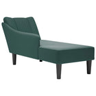 Right armrest chaise longue velvet dark green