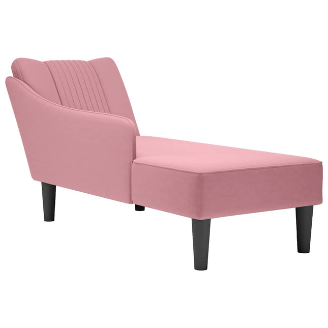 Chaise longue met rechterarmleuning fluweel roze