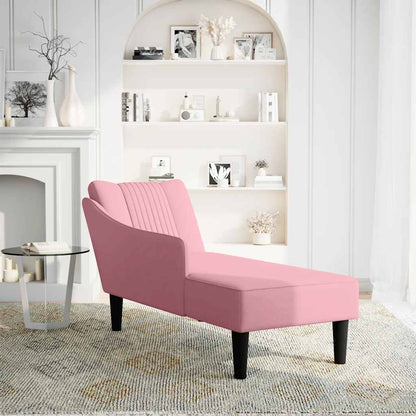 Chaise longue met rechterarmleuning fluweel roze