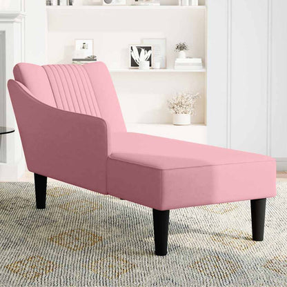 Chaise longue met rechterarmleuning fluweel roze