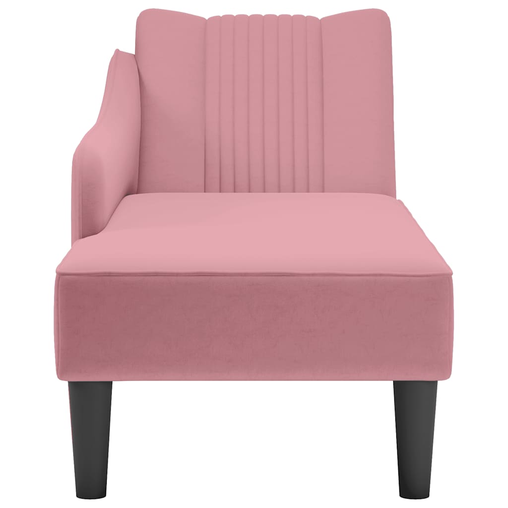 Chaise longue met rechterarmleuning fluweel roze
