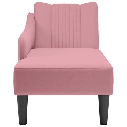 Chaise longue met rechterarmleuning fluweel roze