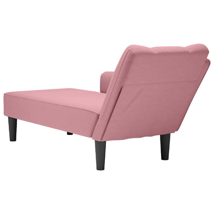 Chaise longue met rechterarmleuning fluweel roze