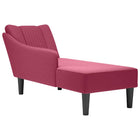 Chaise longue met rechterarmleuning fluweel wijnrood