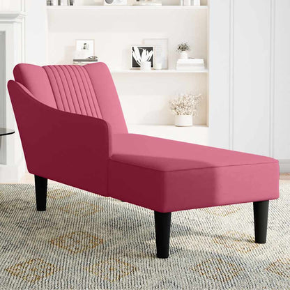 Chaise longue met rechterarmleuning fluweel wijnrood