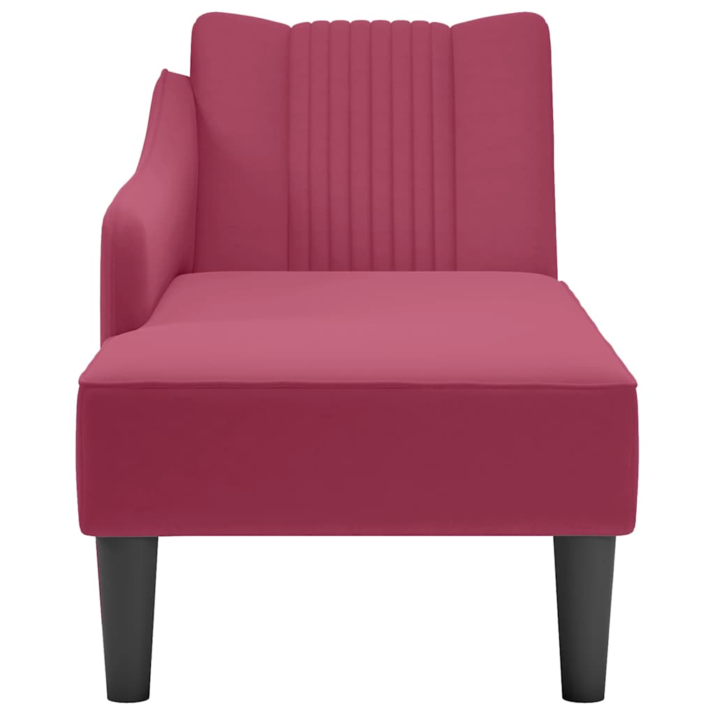 Chaise longue met rechterarmleuning fluweel wijnrood