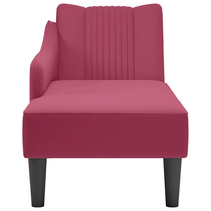 Chaise longue met rechterarmleuning fluweel wijnrood
