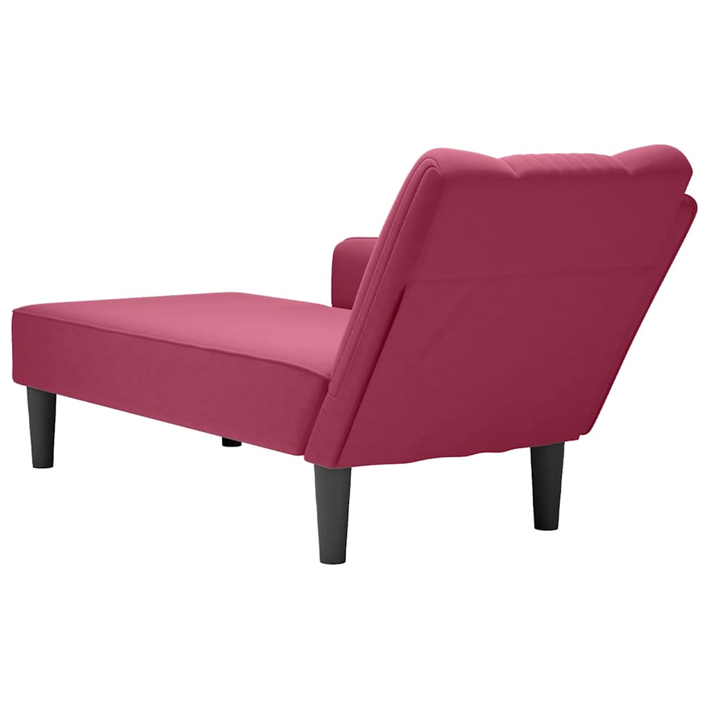 Chaise longue met rechterarmleuning fluweel wijnrood