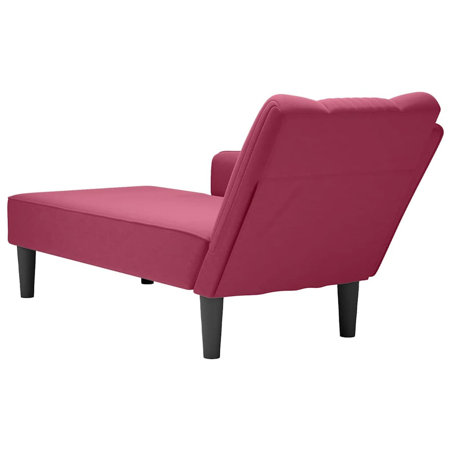 Chaise longue met rechterarmleuning fluweel wijnrood
