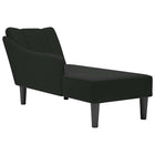 Chaise longue met rechterarmleuning fluweel zwart