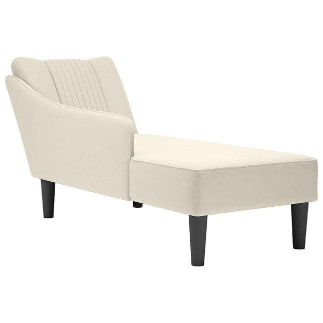 Chaise longue met rechterarmleuning fluweel crèmekleurig