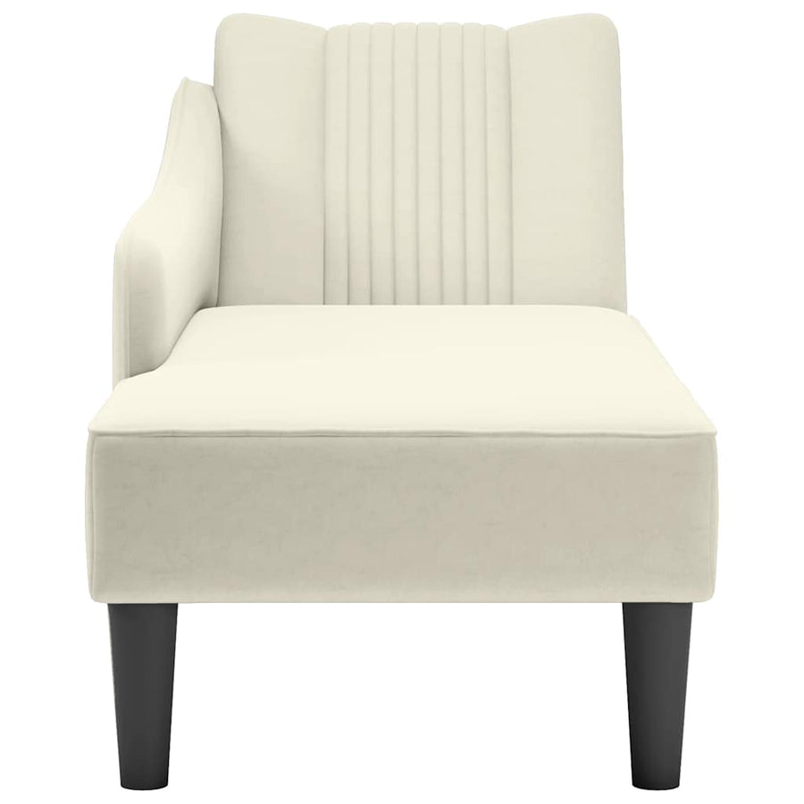 Chaise longue met rechterarmleuning fluweel crèmekleurig