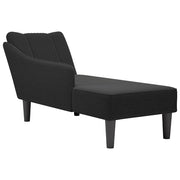 Chaise longue with right armrest, black fabric