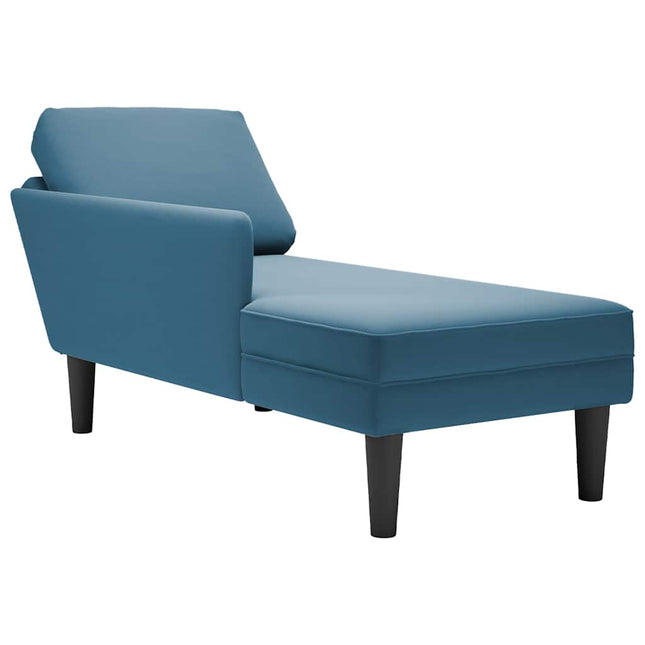 Chaise longue met kussen en rechterarmleuning fluweel blauw